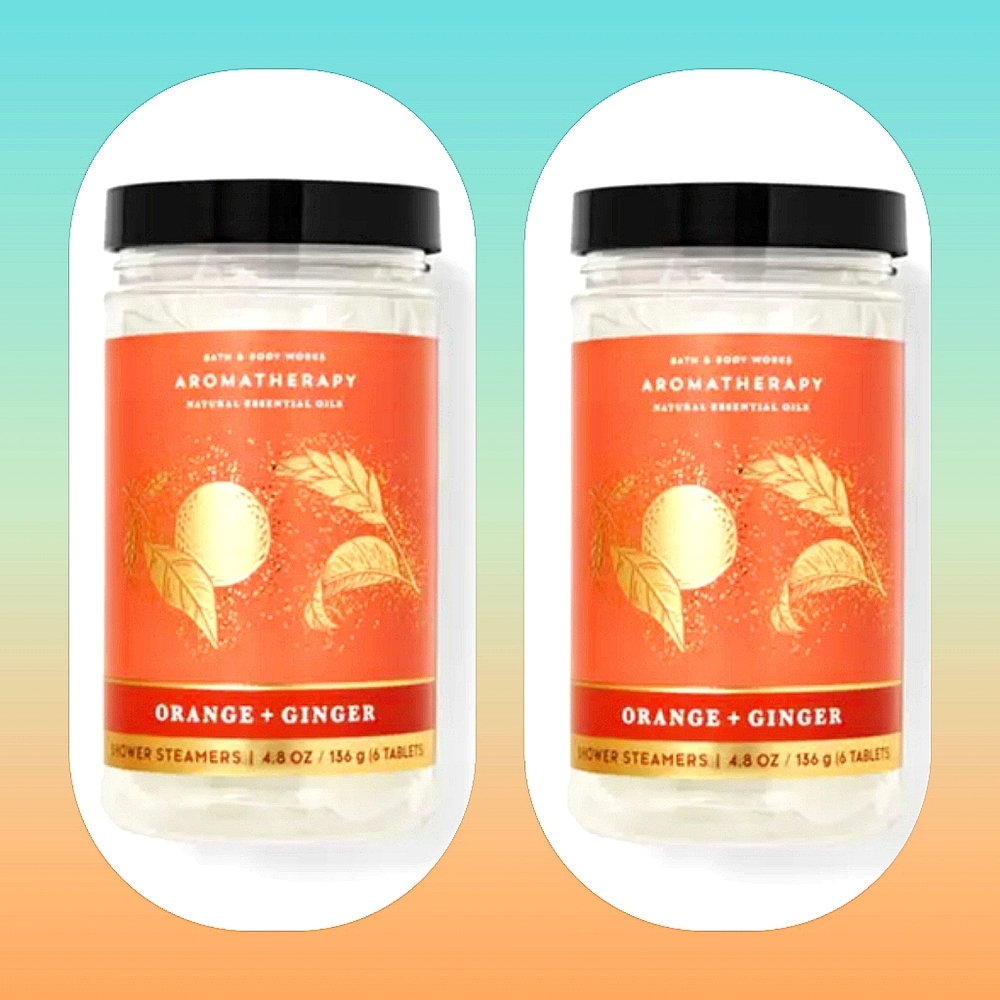 💥TWO (2) "ENERGY" ORANGE GINGER AROMATHERAPY SHOWER STEAMERS, 6-PIECES 4.8OZ EA